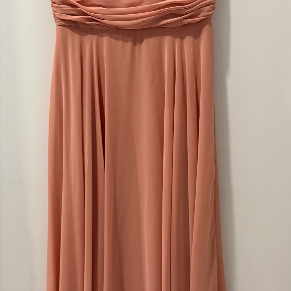 Elegant Desert Rose colored gown. Size 4 R style made by Bella Bridesmaids.